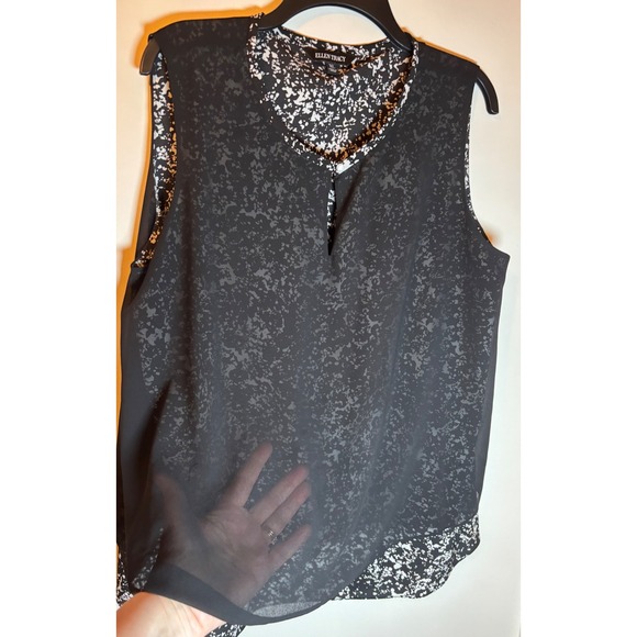 Ellen Tracy Black & White Floral Sleeveless Blouse Top Plus Size XL - Picture 3 of 12